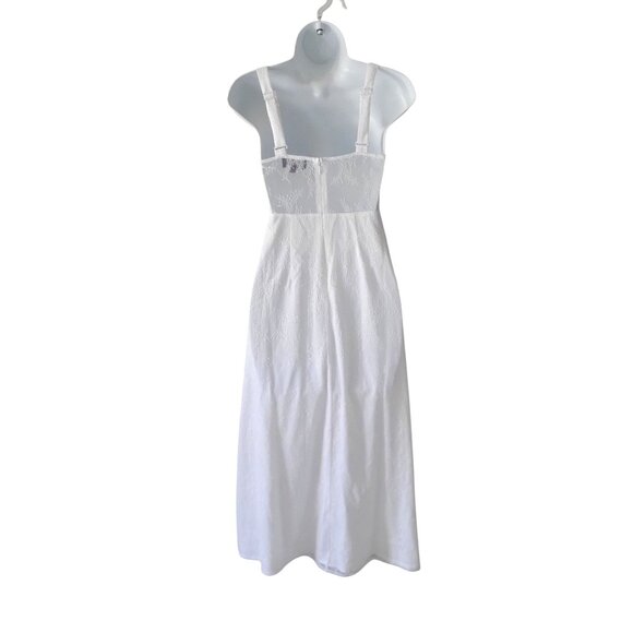 Danielle Bernstein White Lace Maxi Dress Adjustable Straps & Sheer Bodice-XS - Picture 4 of 11